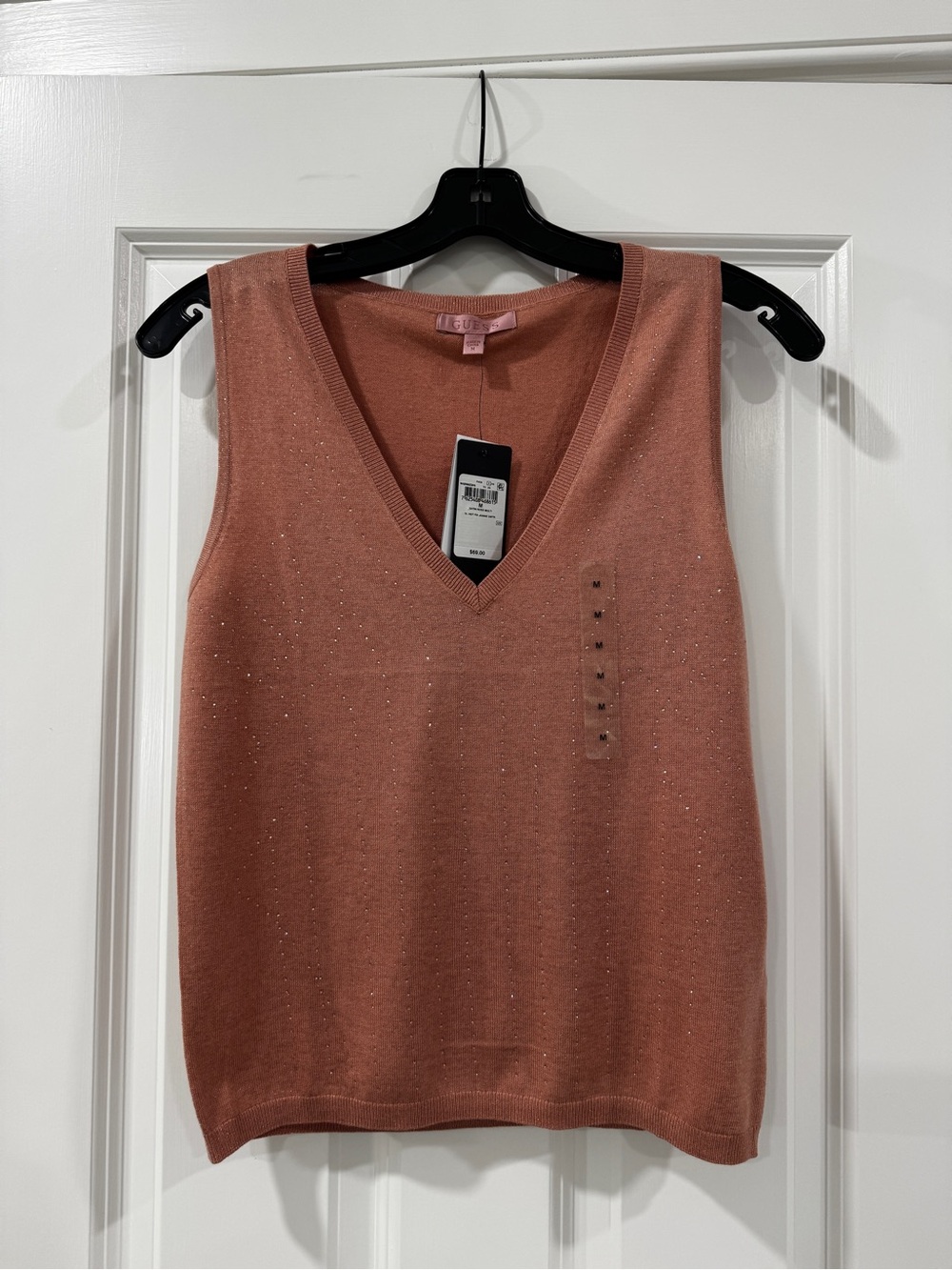 GUESS Rose-Tone Sparkle V-Neck Knit Tank